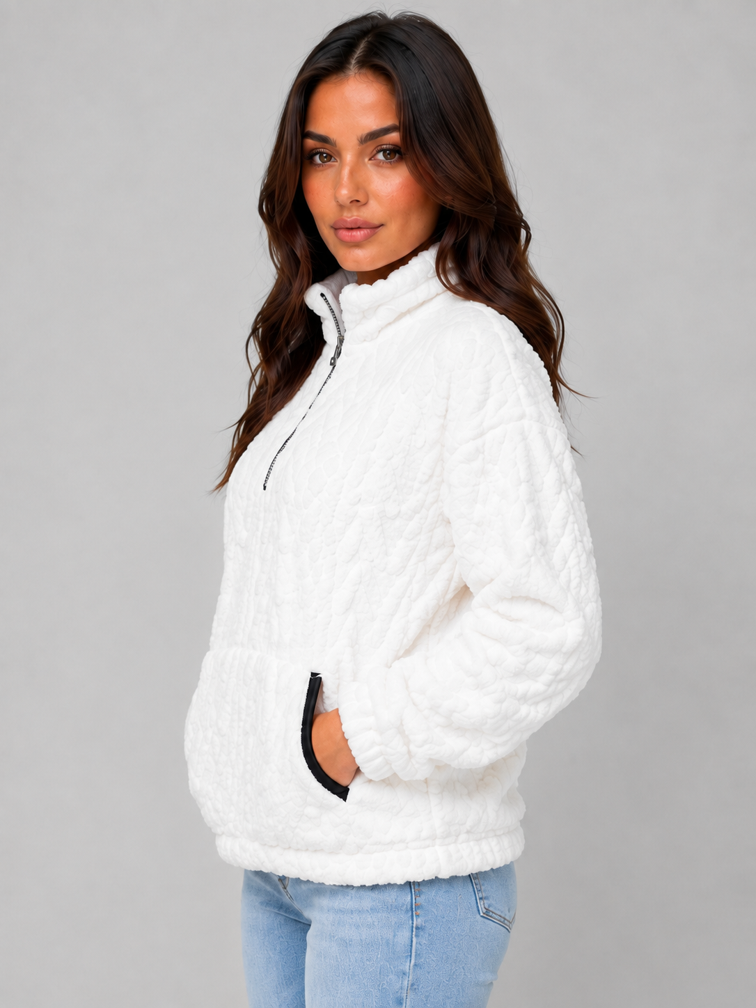 Feathorne Women's Plush Half Zip Fleece Pullover - view 3
