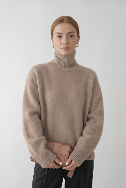 Feathorne Women's Relaxed Cable Knit Turtleneck Jumper - view 1