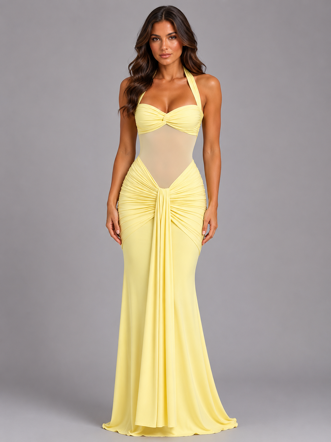 Feathorne Women's Ruched Halter Neck Maxi Dress - view 1