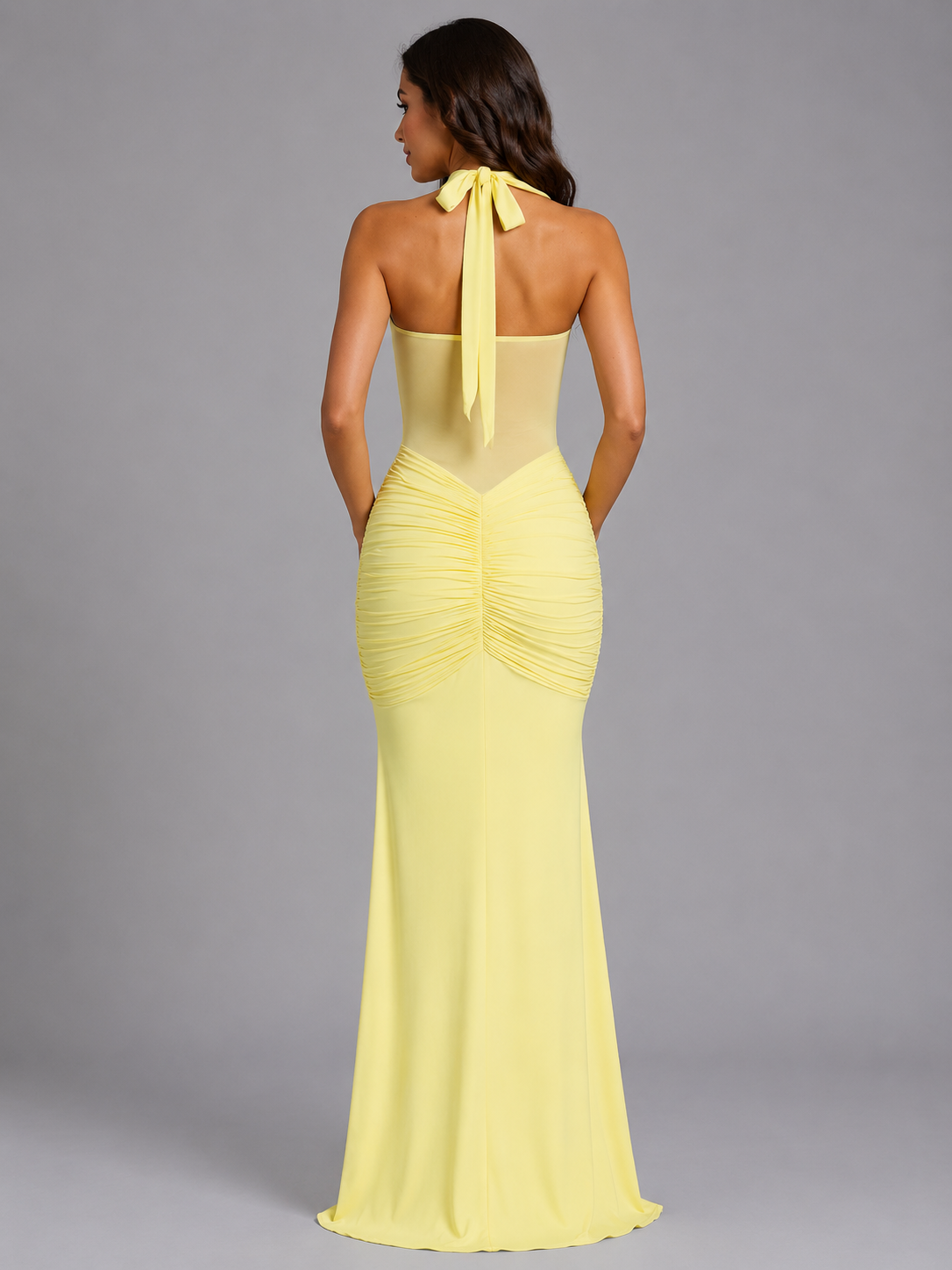 Feathorne Women's Ruched Halter Neck Maxi Dress - view 2