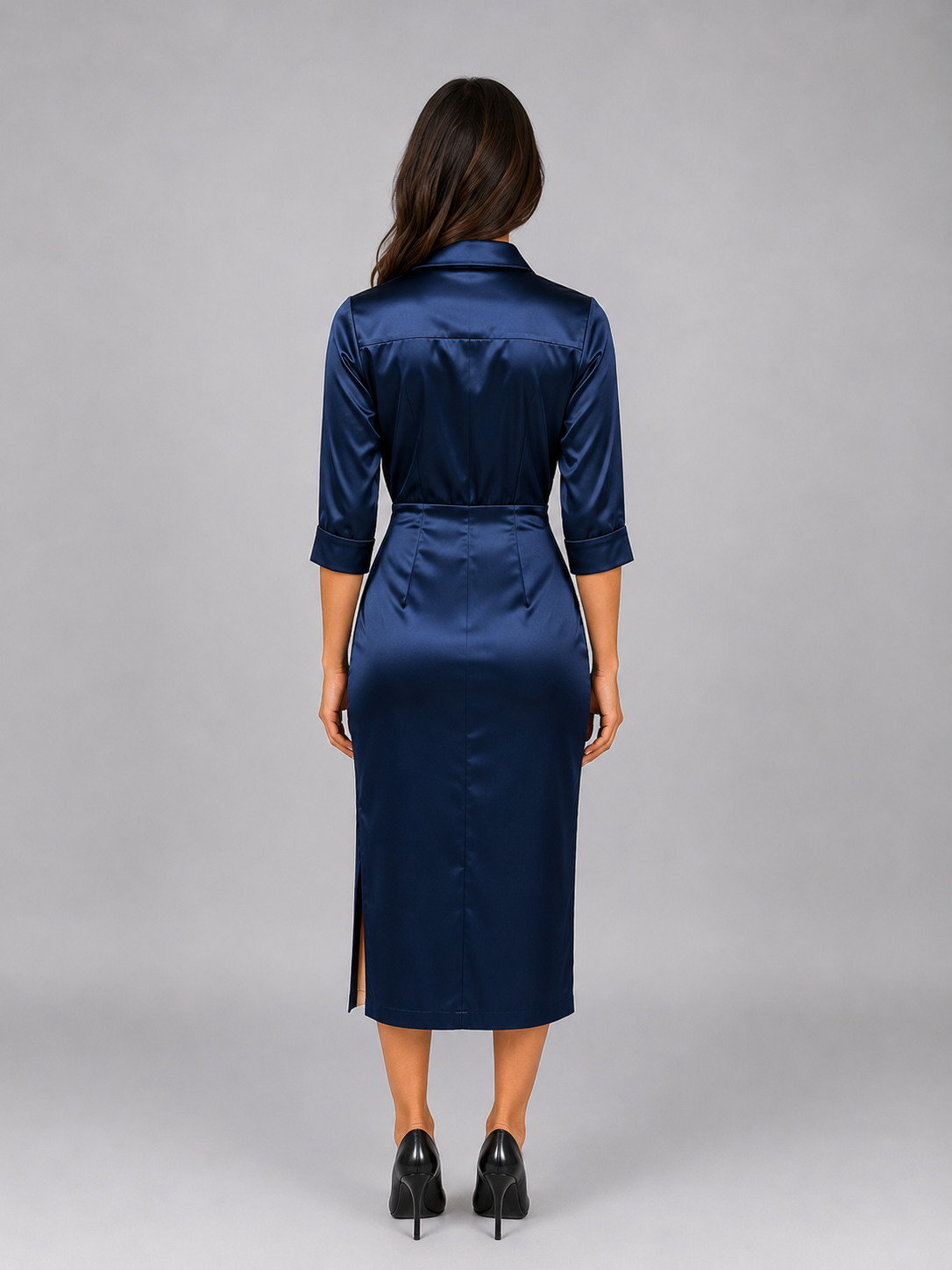 Feathorne Women's Satin Cowl Neck Midi Dress - view 2