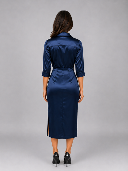 Feathorne Women's Satin Cowl Neck Midi Dress - view 2