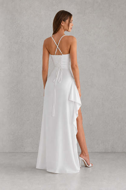 Women's Satin Maxi Dress Rosalind – Fluid Draped Evening Elegance