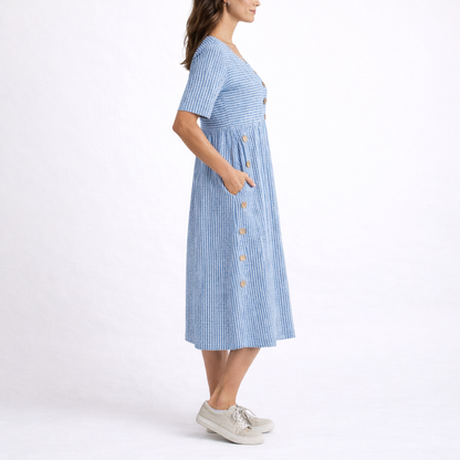 Women's Striped Midi Dress Eleanor by Feathorne - side