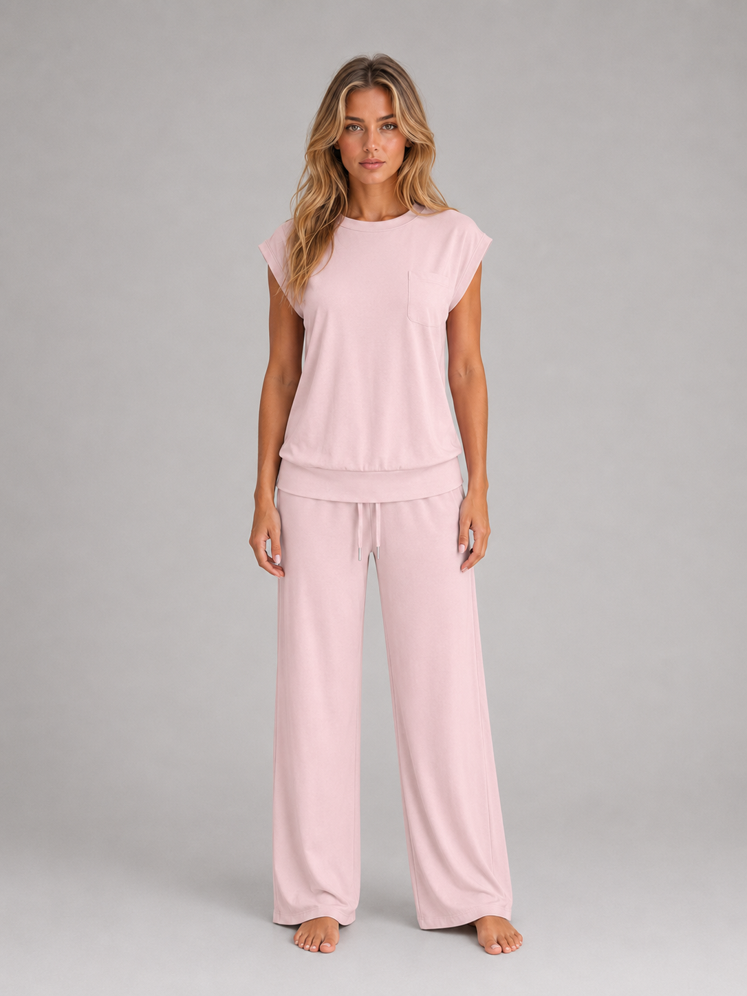 Feathorne Women's Maeve Two-Piece Lounge Set - waistband detail close-up