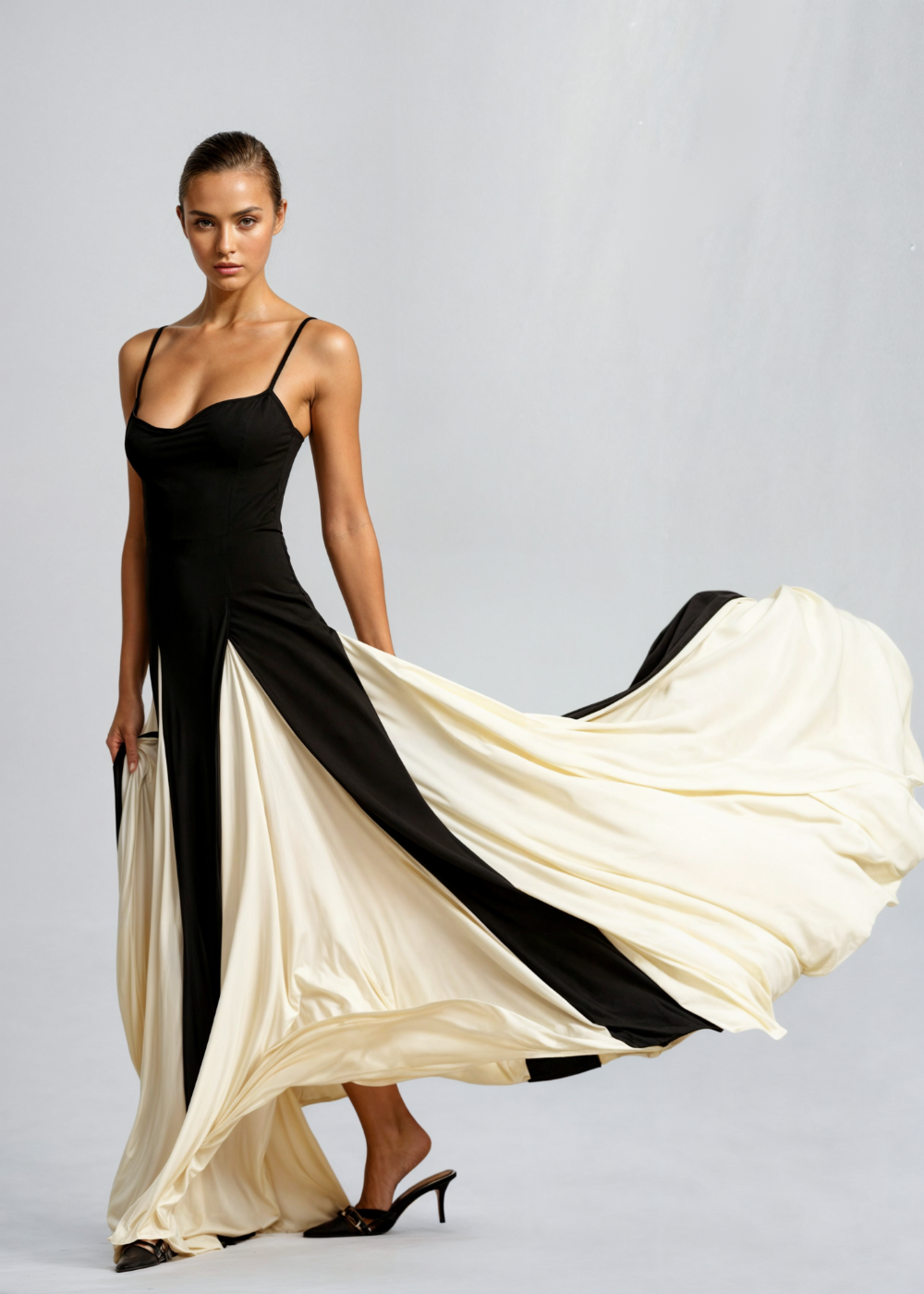 Feathorne Women's Black and White Two-Tone Strappy Maxi Dress - view 6
