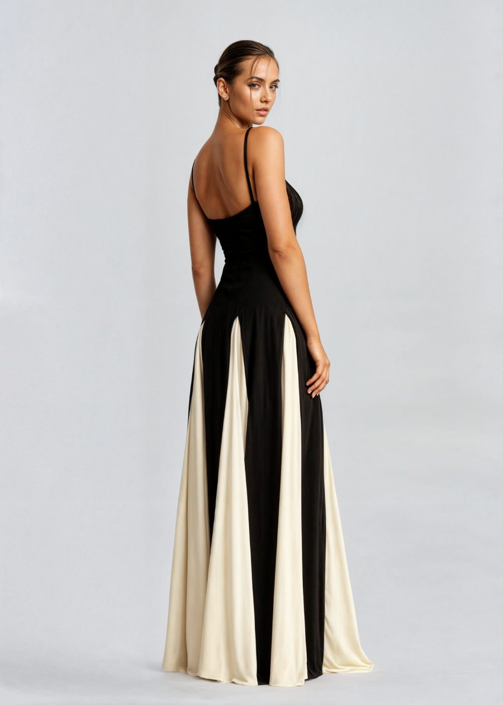 Feathorne Women's Black and White Two-Tone Strappy Maxi Dress - view 7