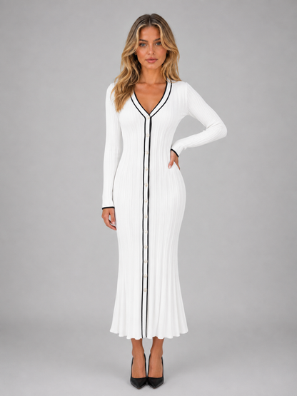 Feathorne Women's V-Neck Button Front Midi Dress - view 5