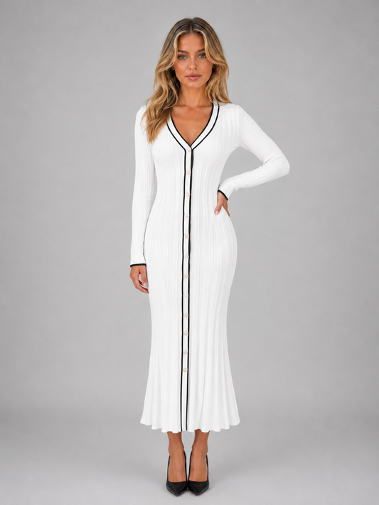 Feathorne Women's V-Neck Button Front Midi Dress - view 5