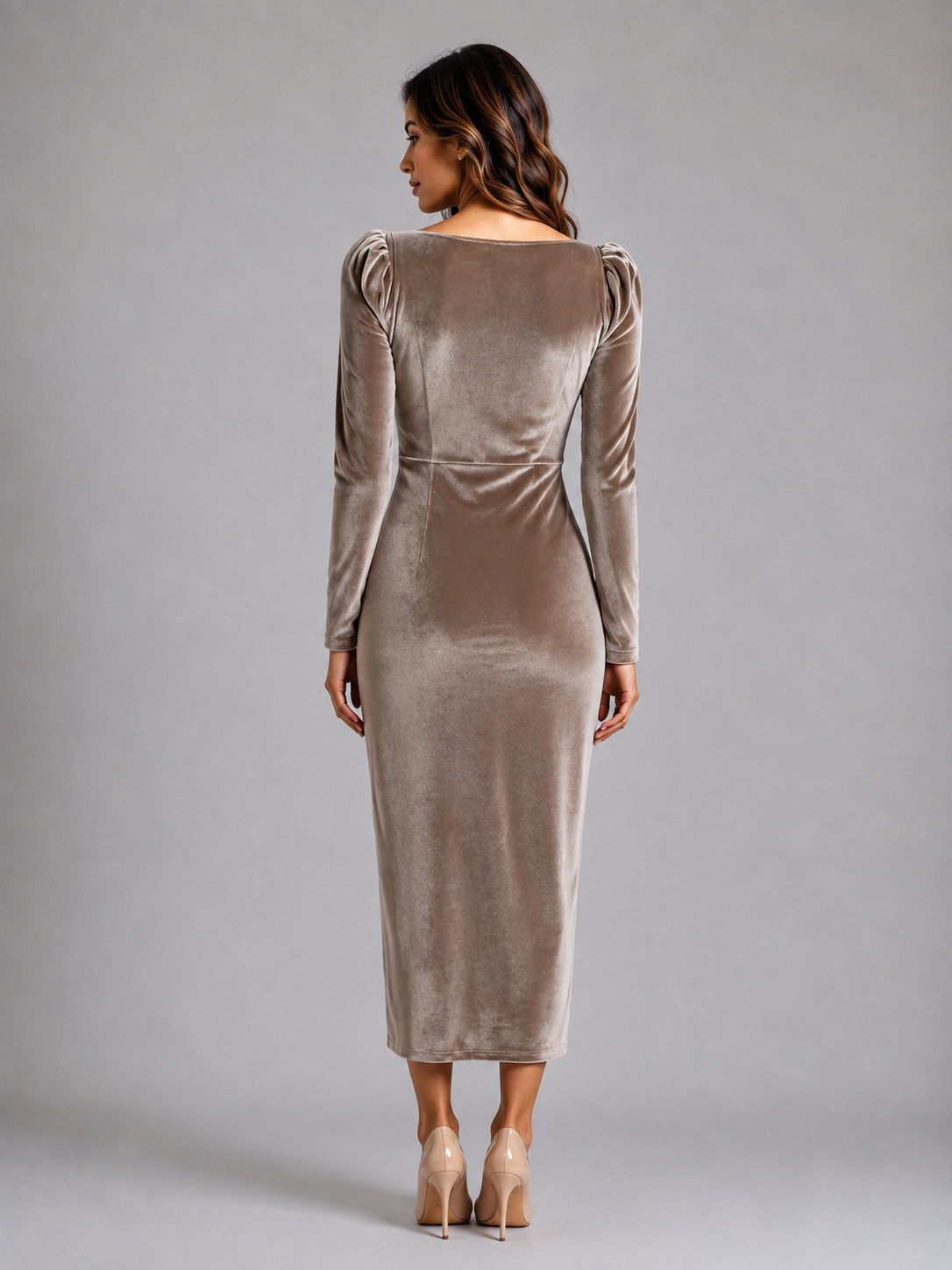 Feathorne Women's Velvet Ruched Waist Midi Dress - view 2