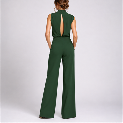 Feathorne Women's Freya Green Wide-Leg Jumpsuit - back view