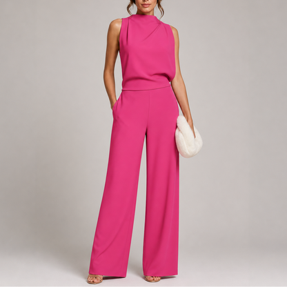 Feathorne Women's Freya Pink Wide-Leg Jumpsuit - front view