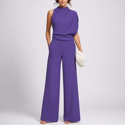 Feathorne Women's Freya Purple Wide-Leg Jumpsuit - front view