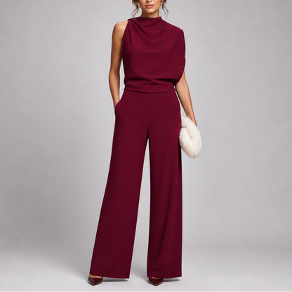 Feathorne Women's Freya Red Wide-Leg Jumpsuit - front view