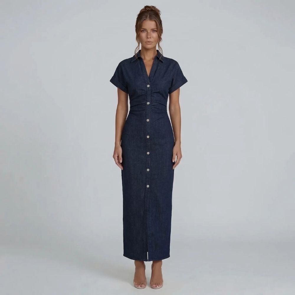 Willow Button Midi Dress - front view