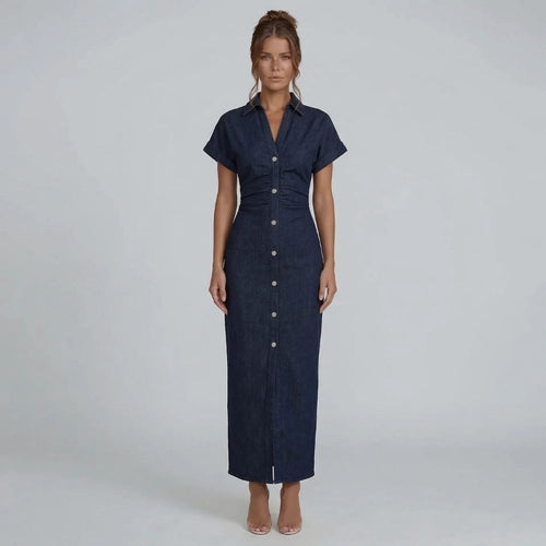 Willow Button Midi Dress - front view
