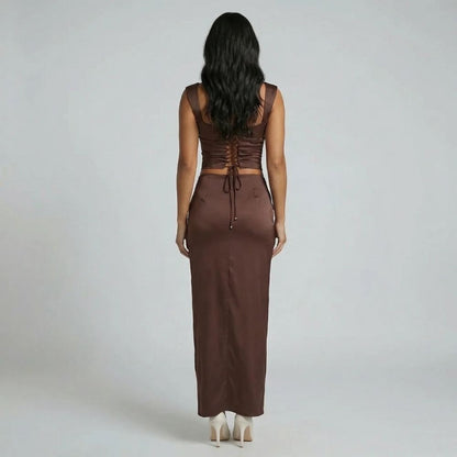 Ophelia Ruched Maxi Dress - back view