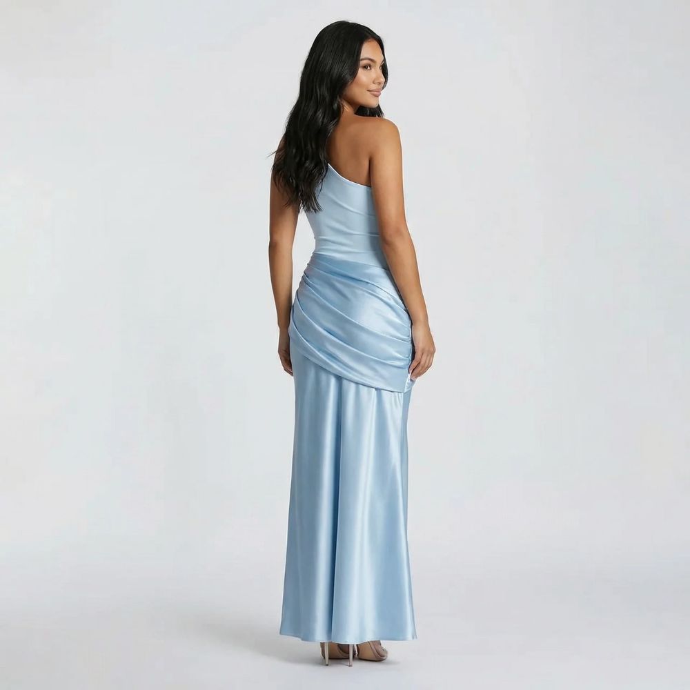 Delilah One Shoulder Maxi Dress - blue back view