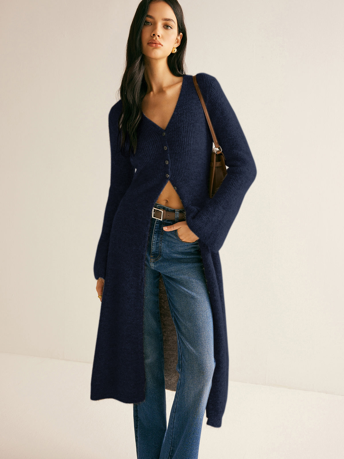 Wren Wool Blend Cardigan - blue