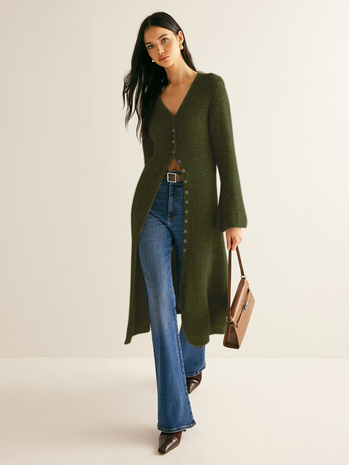 Wren Wool Blend Cardigan - army green