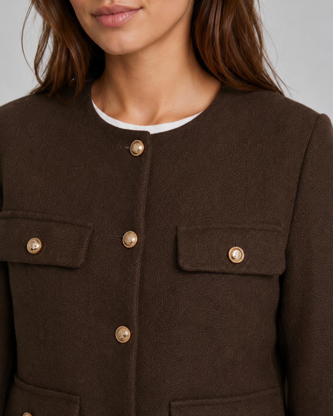 Feathorne Women's Rosalyn Black Cropped Collarless Jacket - front view style